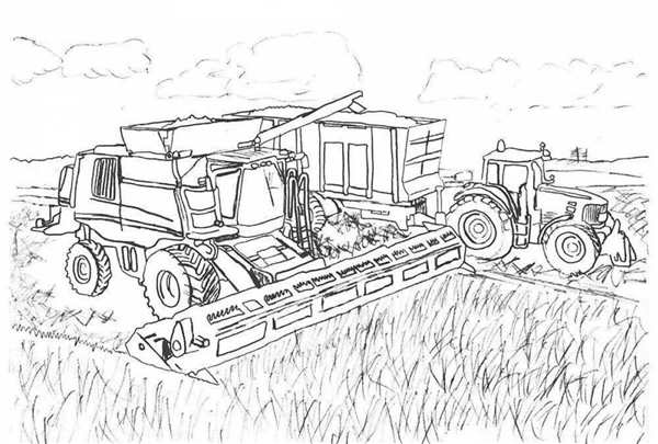 Раскраска Трактор Везёт Сено AGRICOLOURloat