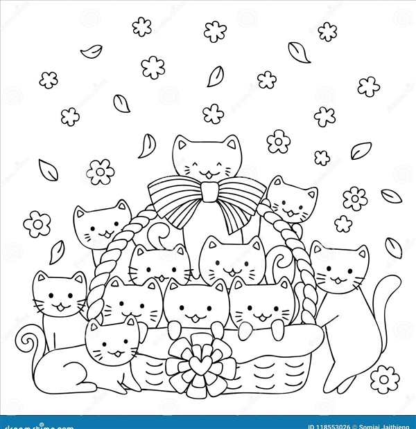 Много котят раскраска для детей