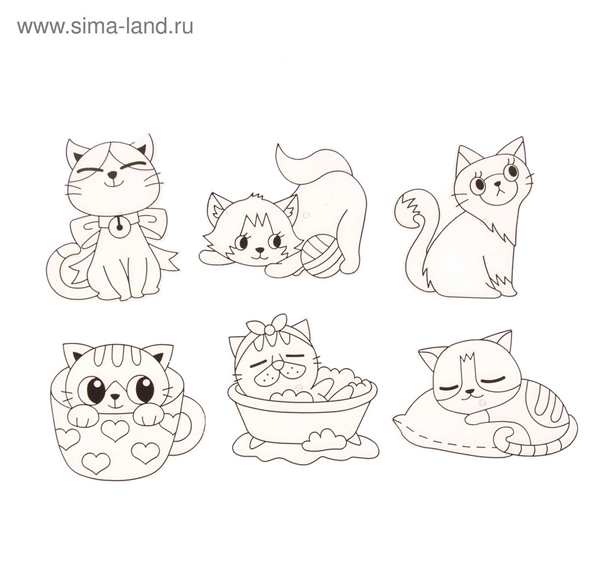 Раскраска Три милых котёнка на пикнике