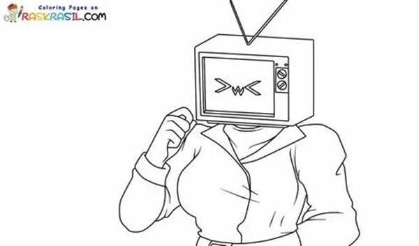 Раскраска ТВ Вумен Машет Ручкой в Ярком Активном Веселье