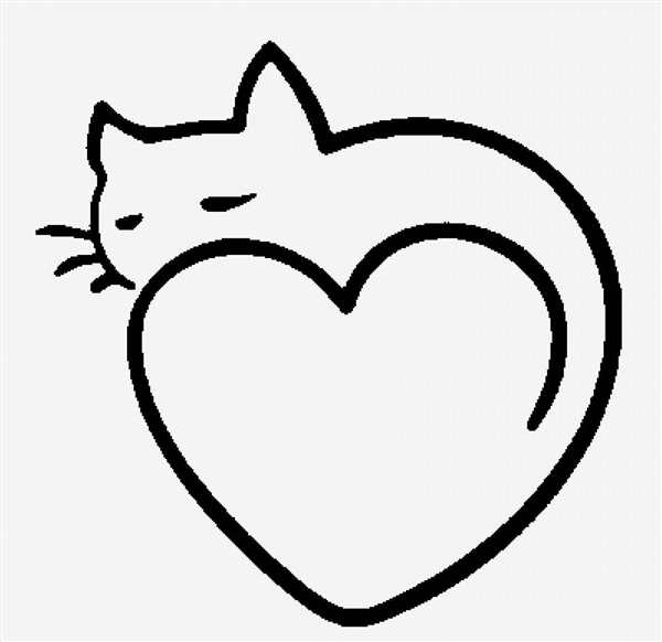 Раскраска котик с сердечком