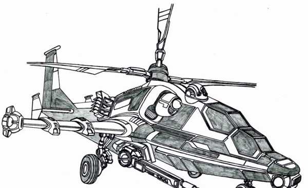 Вертолёт ка-52 чёрная акула рисунок