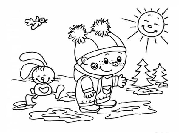 Раскраска Весна для детей 3-4 лет