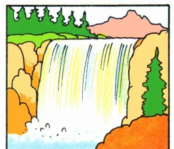 Рисунок водопада для детей раскраски