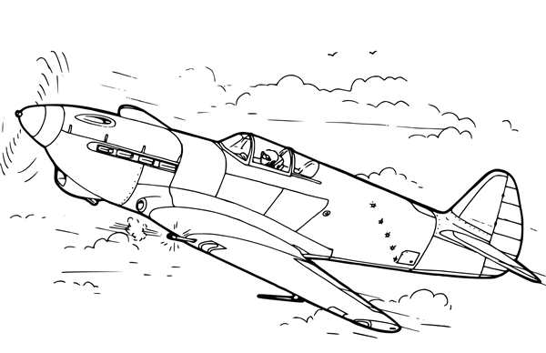 Раскраска военного самолёта P51 Mustang