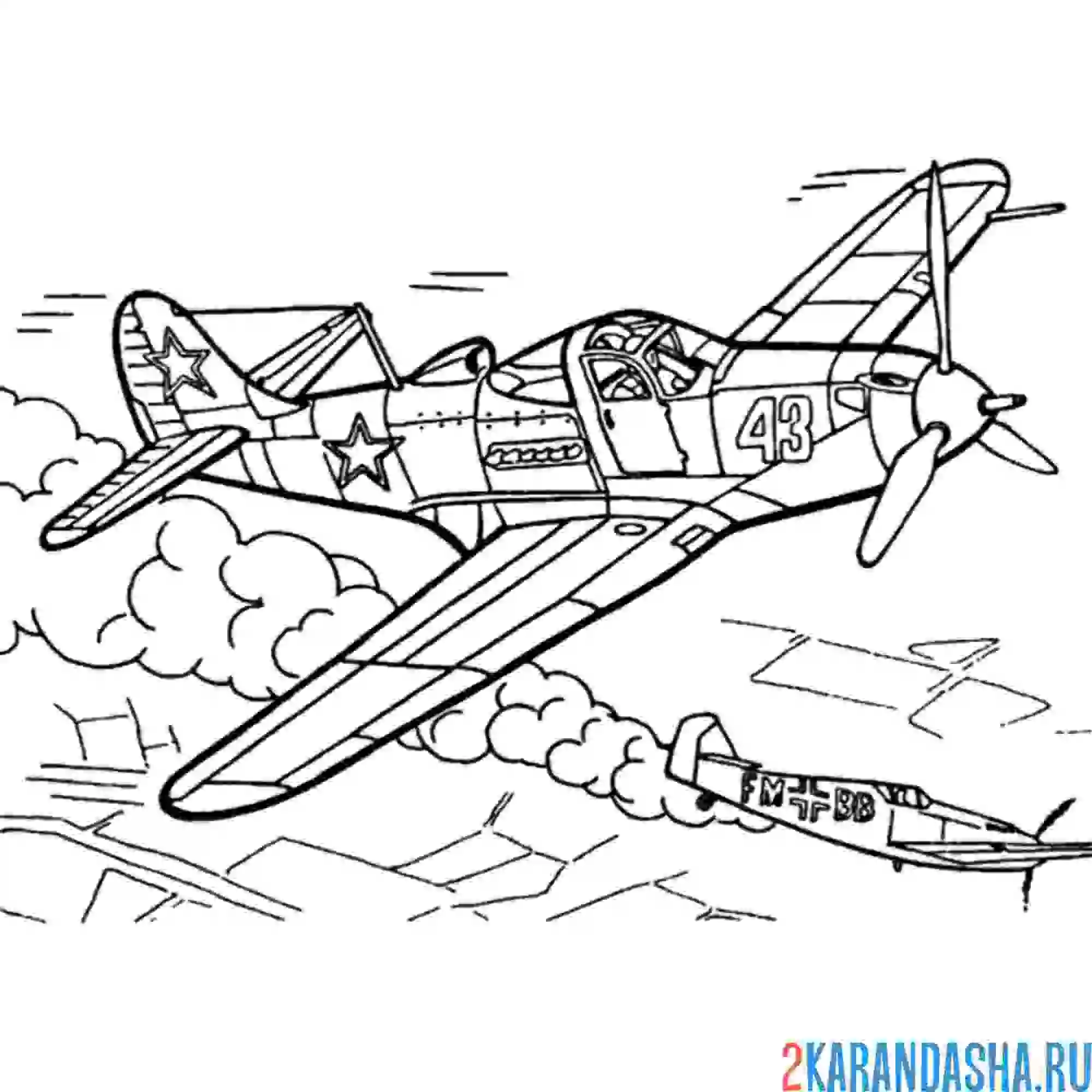 Раскраска военного самолёта P51 Mustang