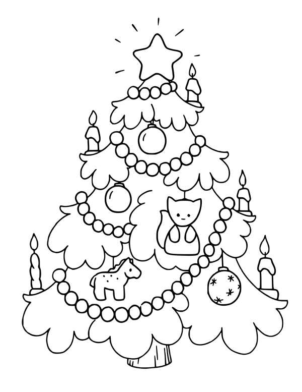 Новогодняя елка раскраска