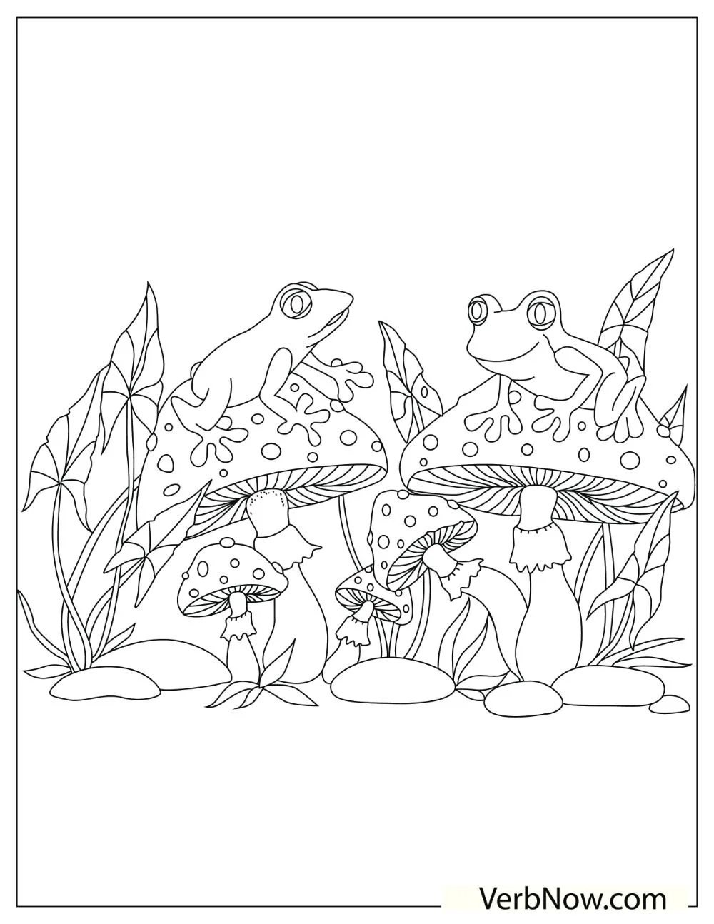 Frog cartoon Black and White