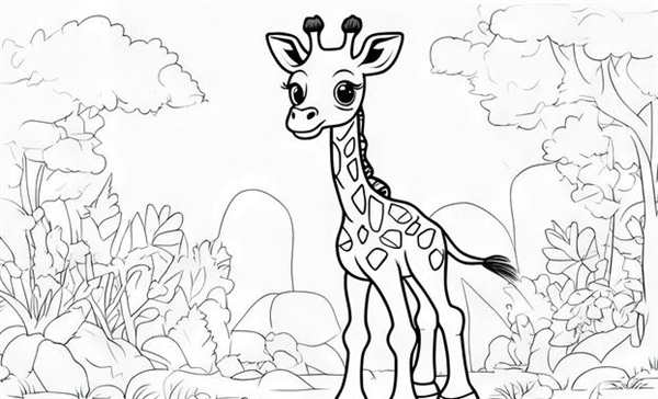 Жираф раскраска для детей 2-3 лет