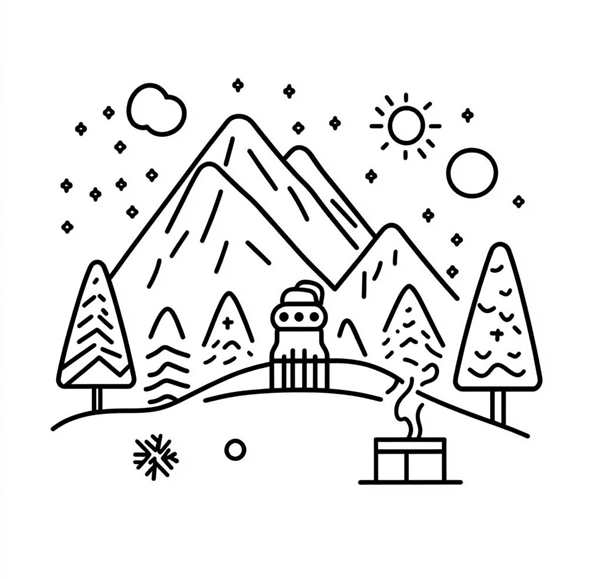 Дом Снеговик зима раскраска