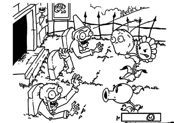 Plants vs Zombies раскраска