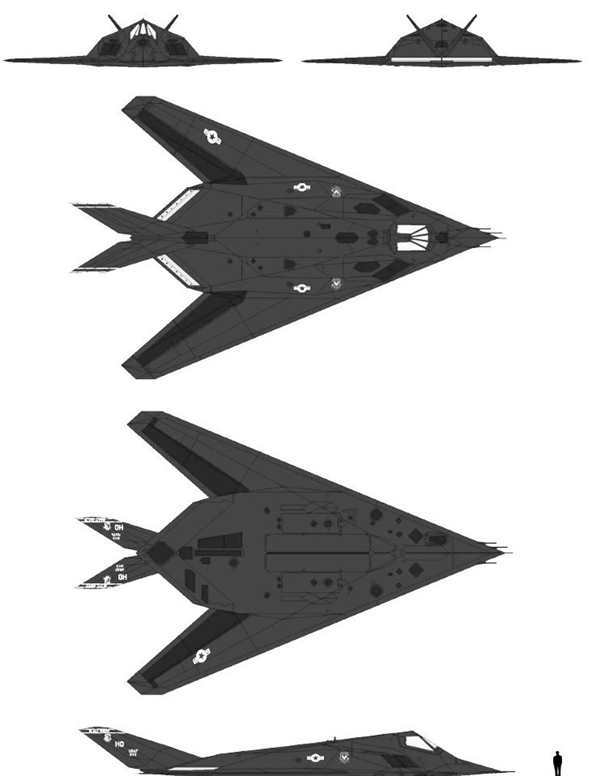 РаскраскаF117 Американский Штурмовик в Детских Линиях