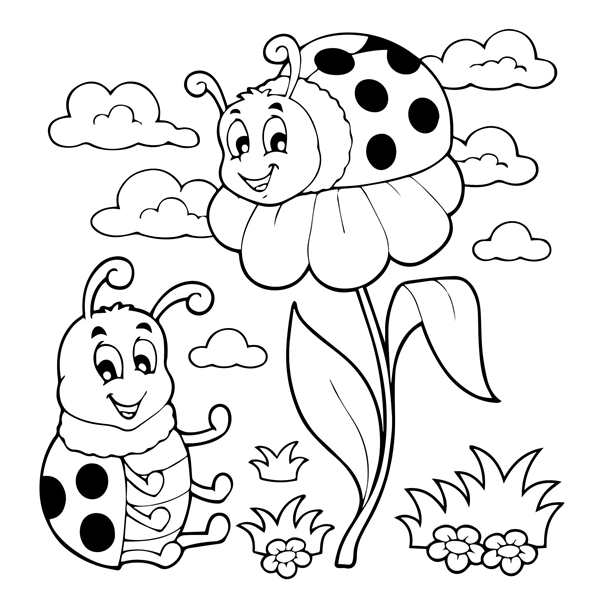 Раскраска Божья коровка для детей 3-4 лет