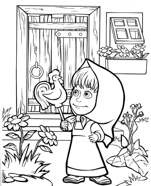РаскраскаMasha and the Bear с сосисками