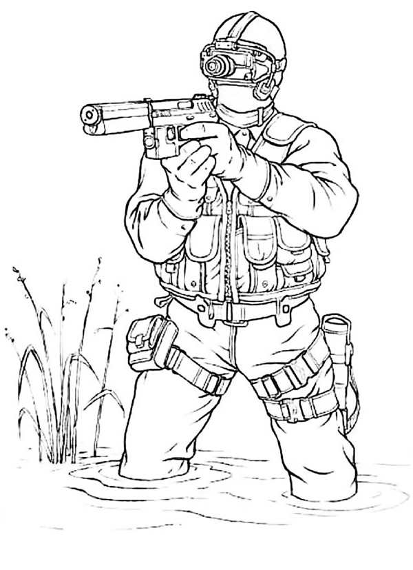 РаскраскаSpecial Ops Солдат с Винтовкой