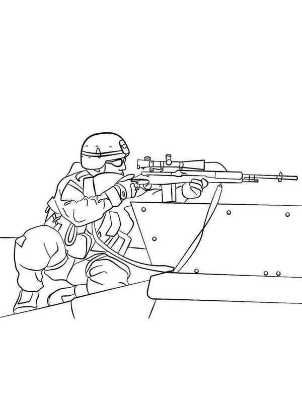 РаскраскаSpecial Ops Солдат с Винтовкой
