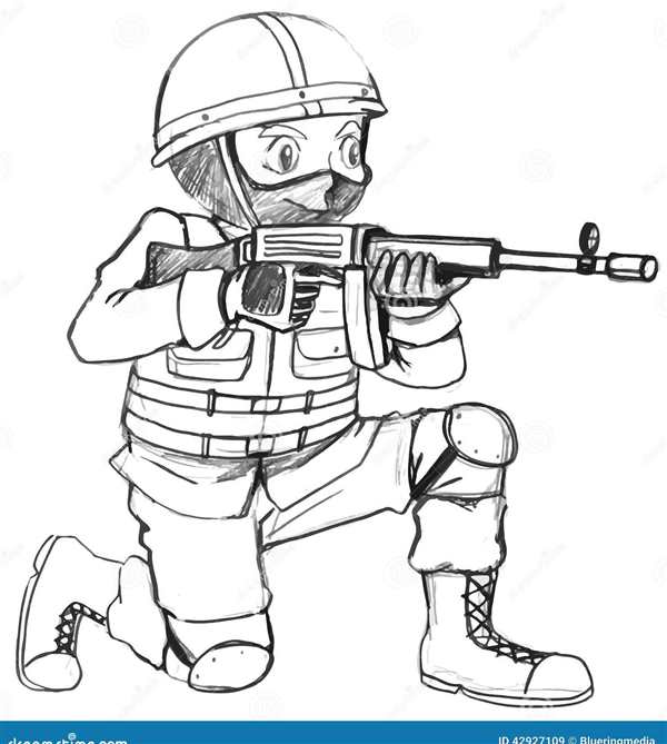 РаскраскаSpecial Ops Солдат с Винтовкой