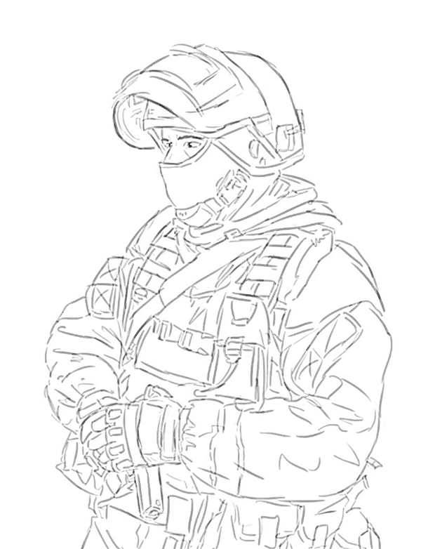 РаскраскаSpecial Ops Солдат с Винтовкой