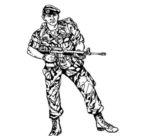 РаскраскаSpecial Ops Солдат с Винтовкой