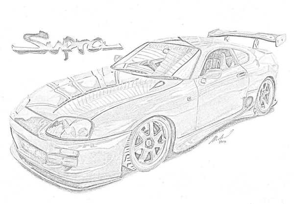РаскраскаToyota Supra Вместе в Игре и Гонках