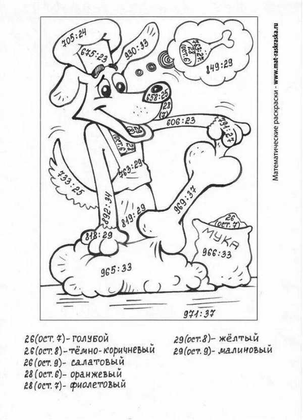 Раскраска математика 3 класс табличное умножение и деление