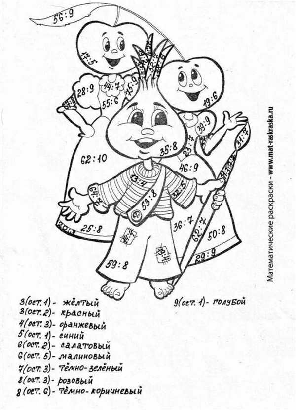 Раскраска по математике 2 класс умножение и деление