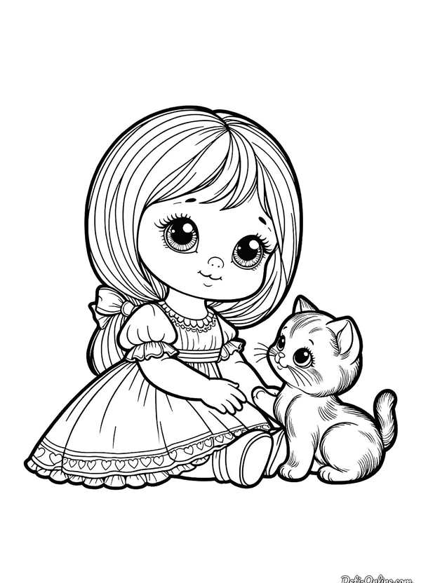 Кукла раскраска для детей