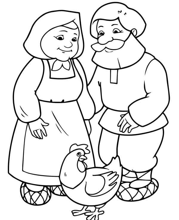 Курочка Ряба раскраска для малышей