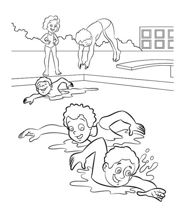 Плавание картинки раскраски