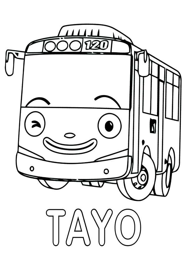 Раскраска автобус Тайо