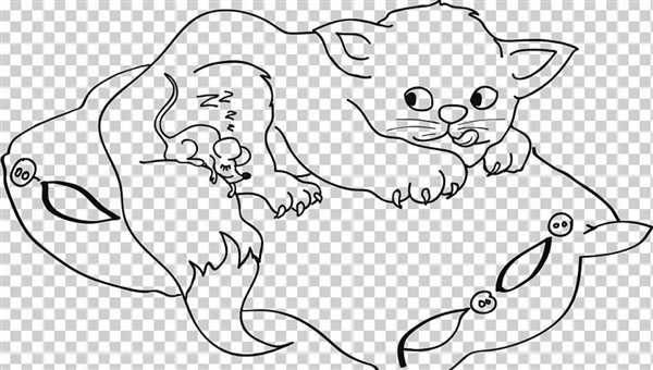 Кошка и мышка раскраска