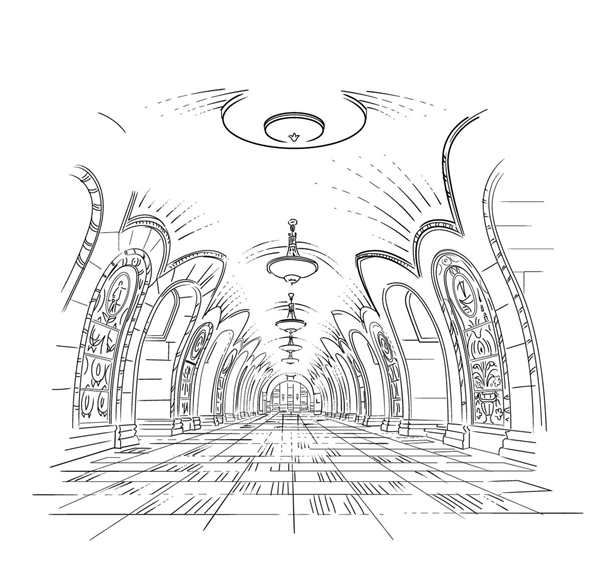 Метро рисунок карандашом