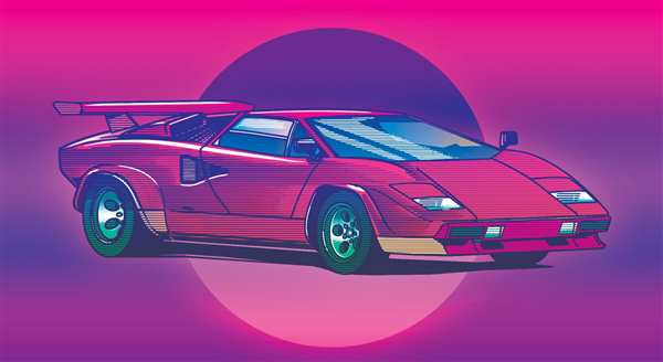 Ретро Ламборгини Countach Волшебная Раскраска