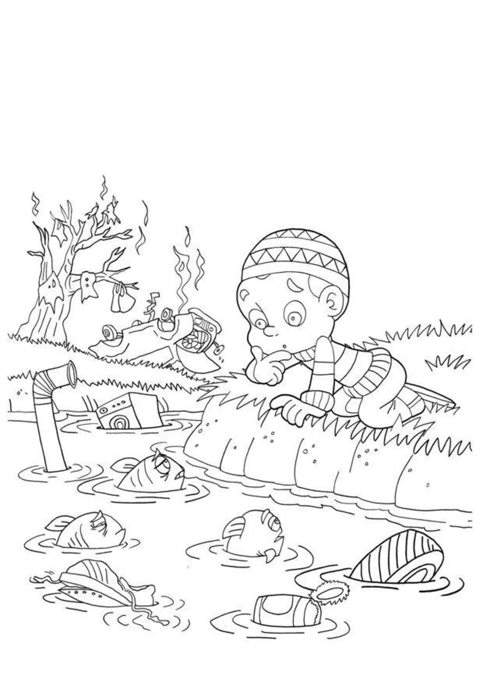 Мусор раскраска для детей