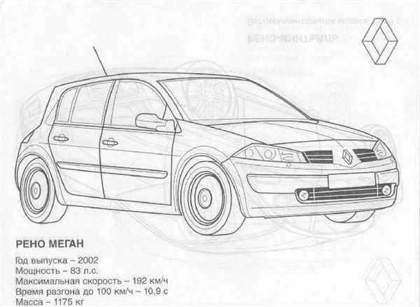 Раскраска Рено Меган 2