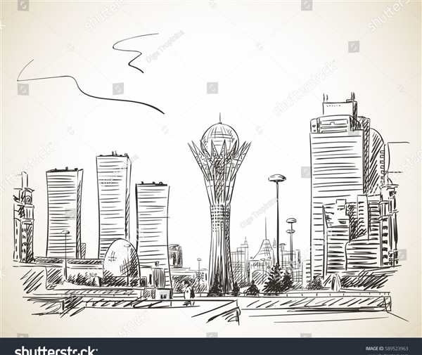 Контурное изображение города