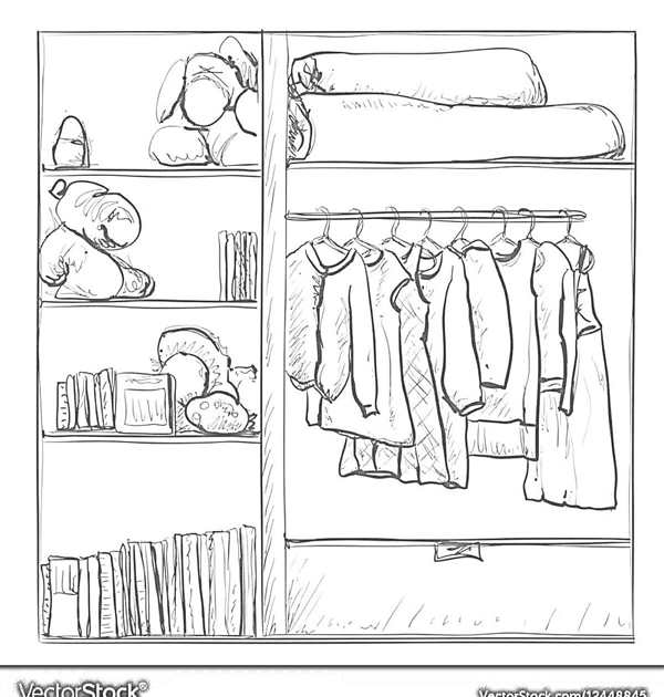 Книжный шкаф раскраска для детей