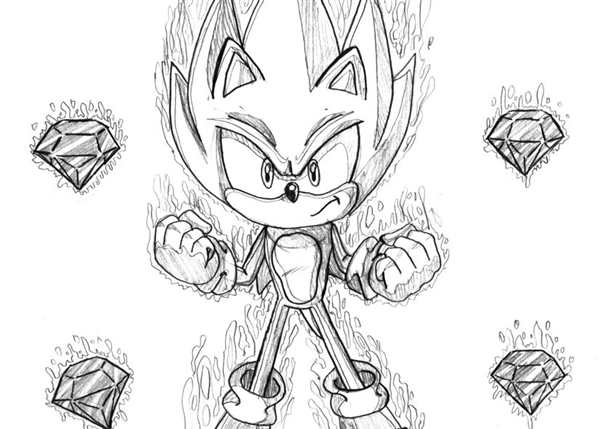 Сложная раскраска Sonic детали до мелочей