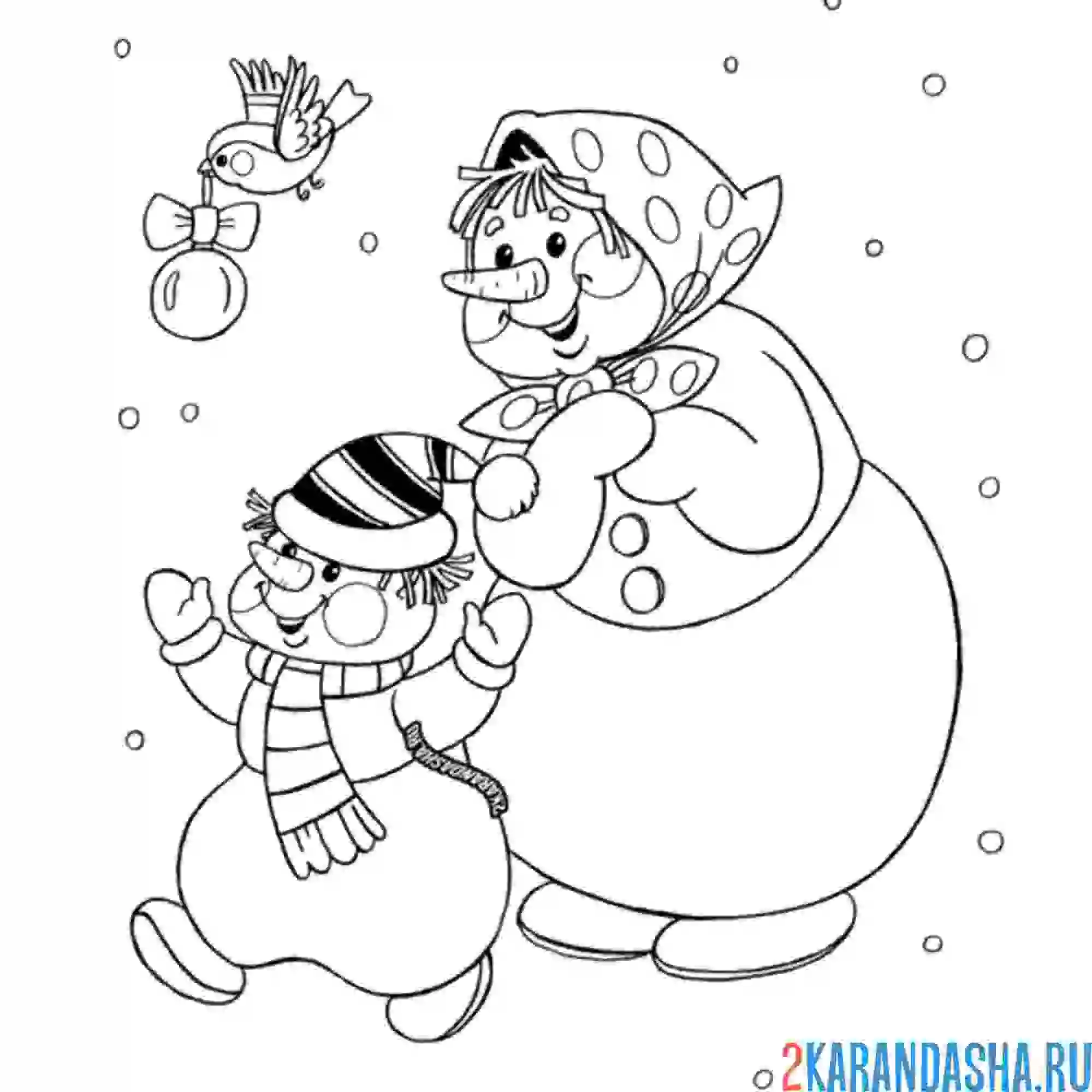 Раскраска Снеговик красивый