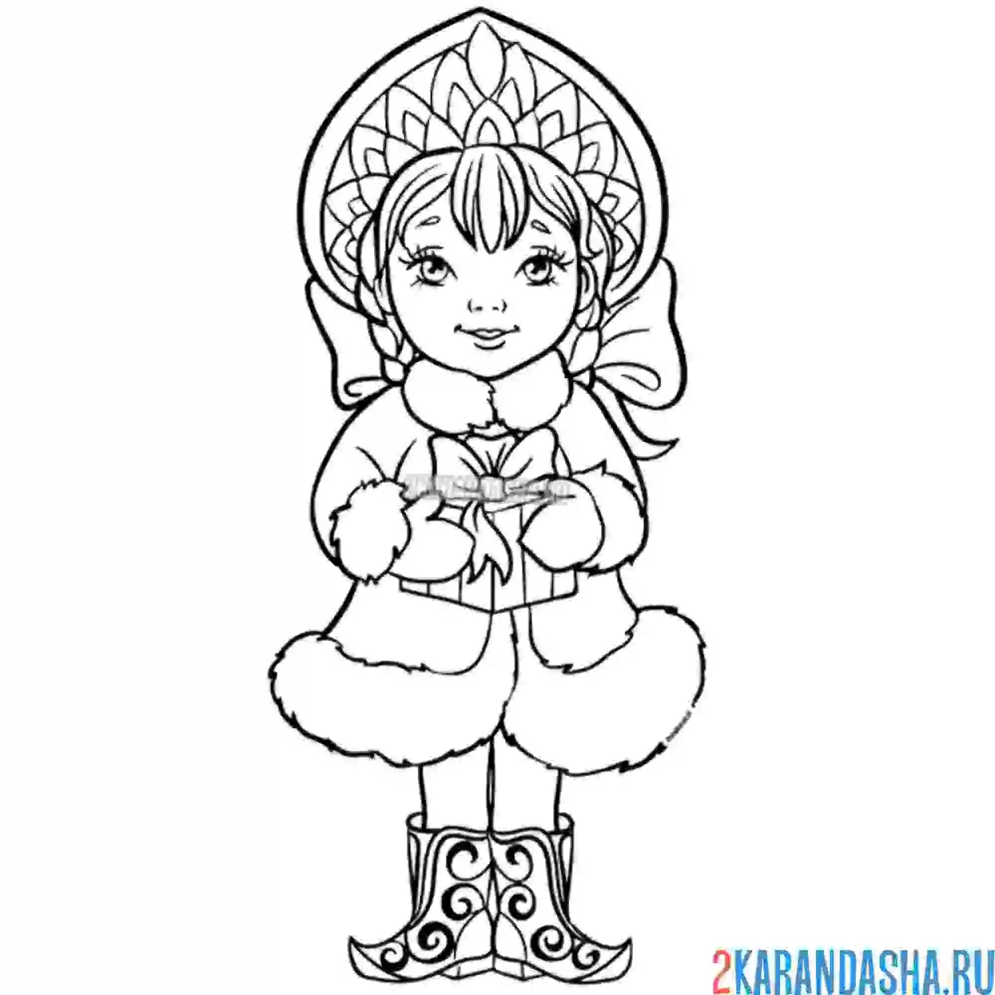 Рисунок Снегурочки для детей