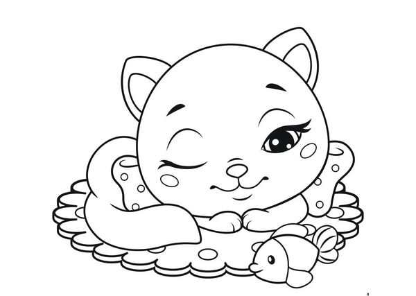 Кошка раскраска для детей