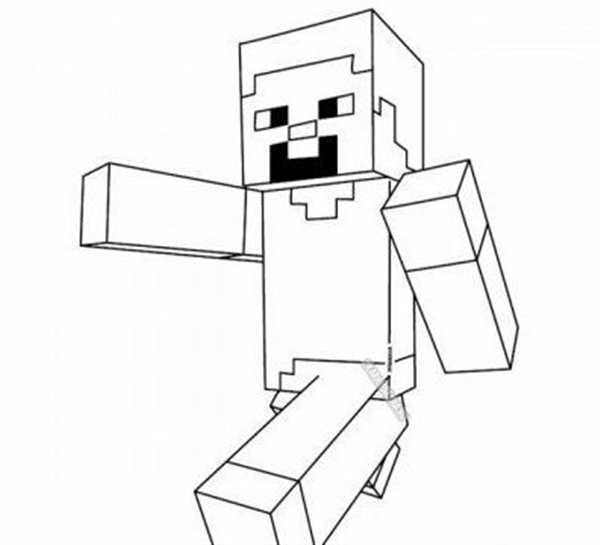 Стильная Раскраска Стив из Minecraft в Шапке Санты