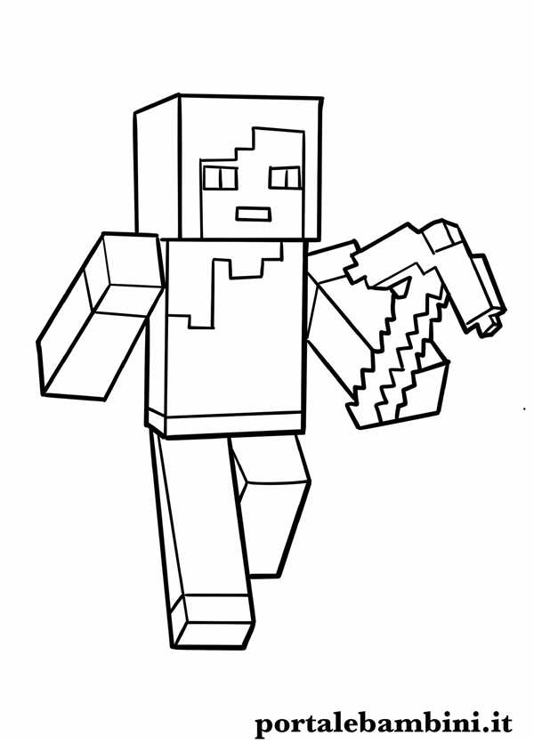 Стильная Раскраска Стив из Minecraft в Шапке Санты