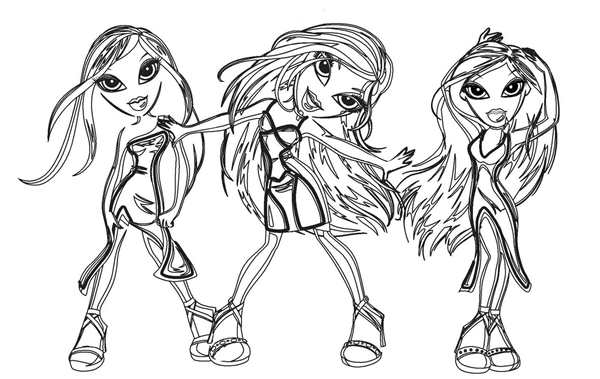 Танцевальная Азия Bratz Раскраска