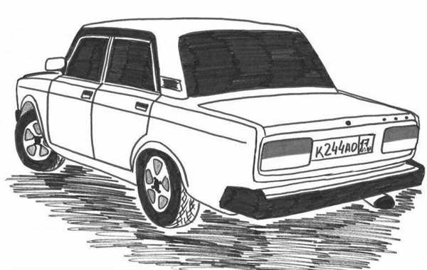 ВАЗ[ 2107 рисунок тюнингованный