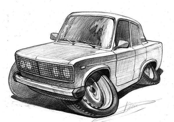 Жигули ВАЗ 2107 карандашом