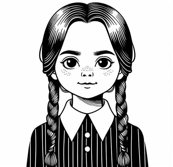 Энид Синклер из сериала Уэнсдей раскраска
