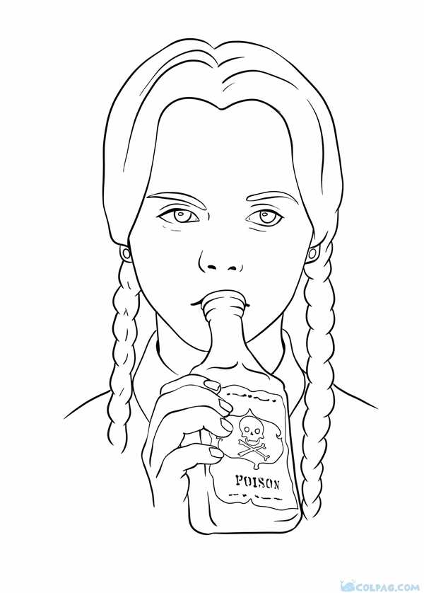 Раскраска Уэнсдей Аддамс