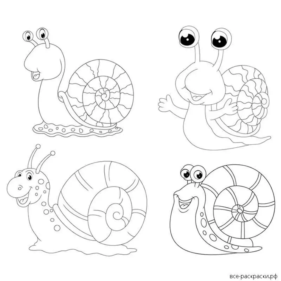 Раскраска улитка для детей 3-4 лет