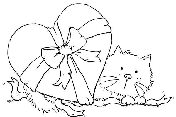 Раскраска котик с сердечком